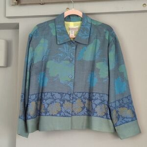 Coldwater Creek Blue and Green Floral Blazer